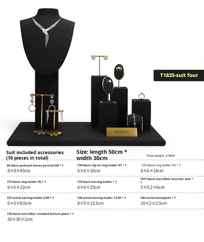 Jewelry display shelves, necklaces, rings, earrings, bracelets, bracelets, display props, microfiber window display sets