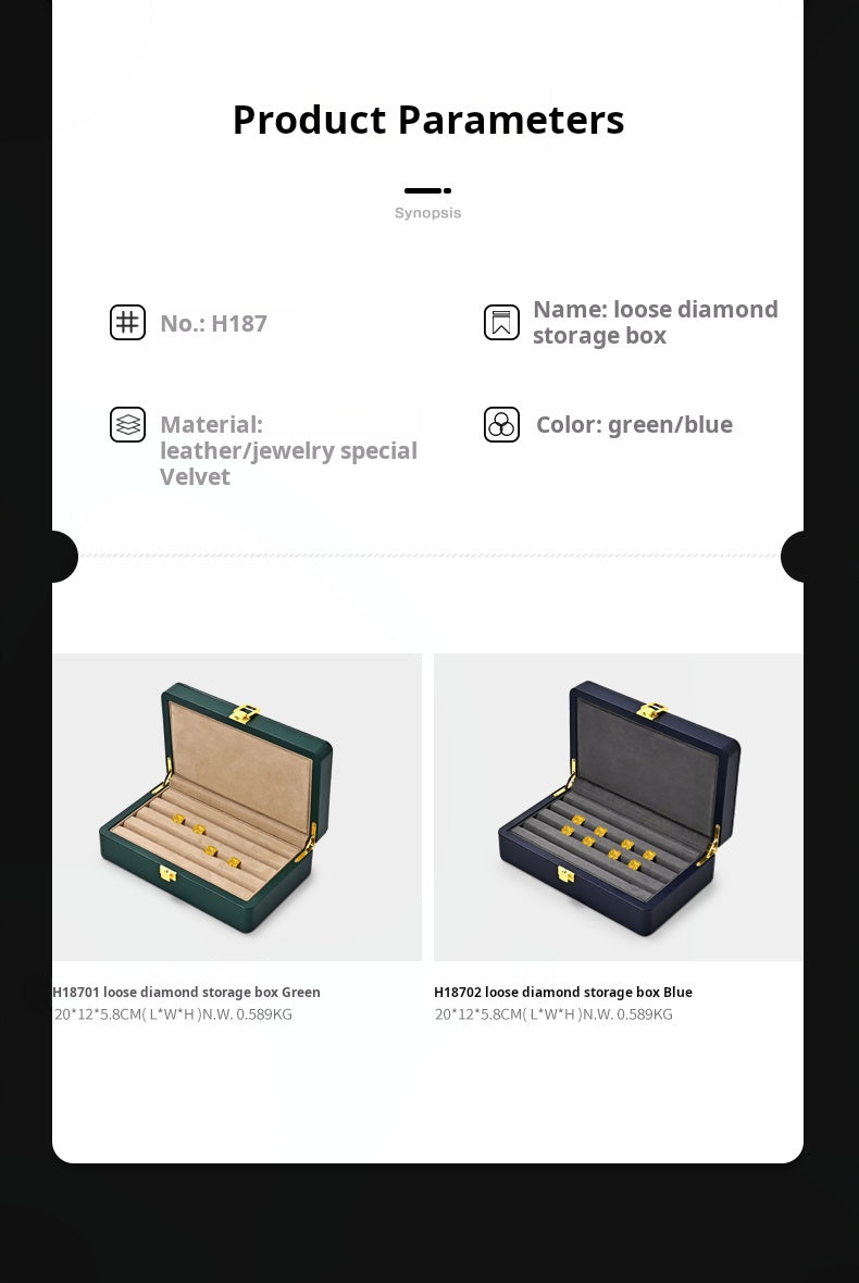 High-grade PU leather diamond pearl display storage box, loose diamond beads, jade colored treasures, play beads storage box