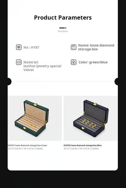 High-grade PU leather diamond pearl display storage box, loose diamond beads, jade colored treasures, play beads storage box