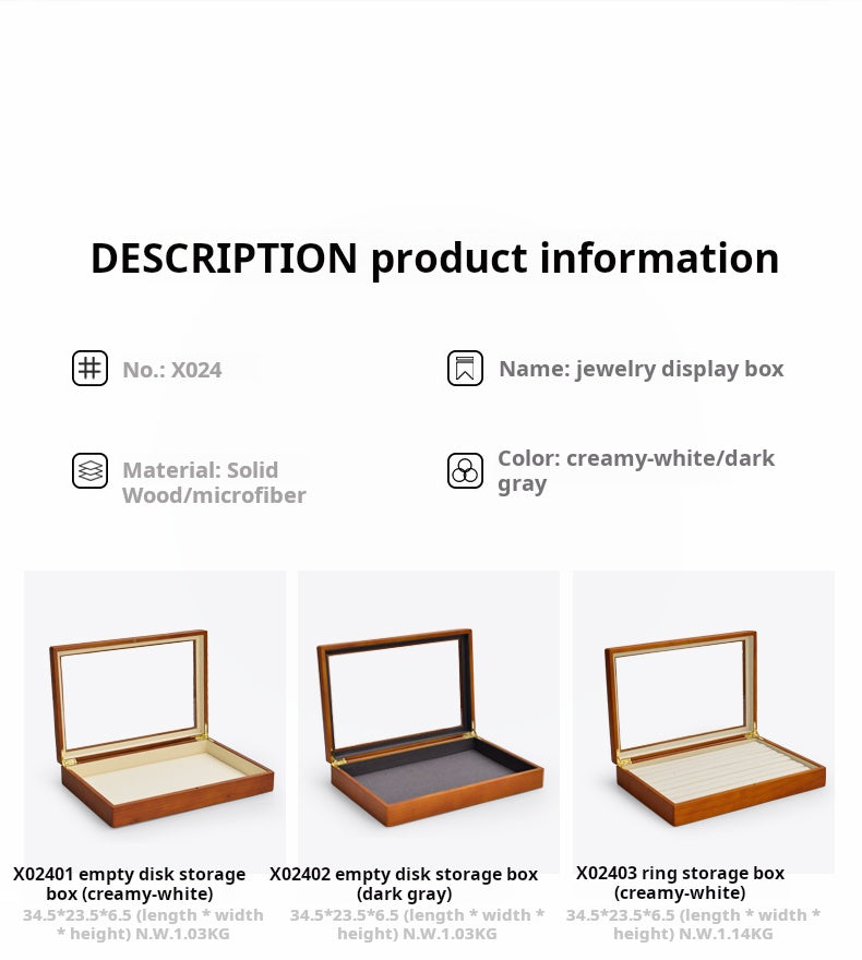 Solid wood jewelry storage box high-end necklace ring earrings bracelet bracelet box jewelry jewelry box