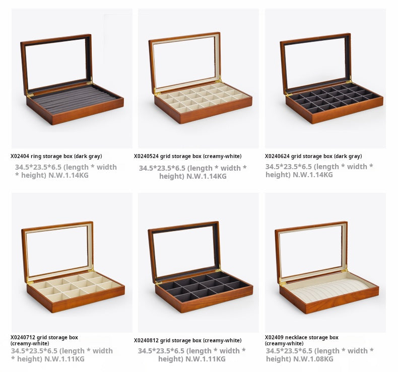 Solid wood jewelry storage box high-end necklace ring earrings bracelet bracelet box jewelry jewelry box