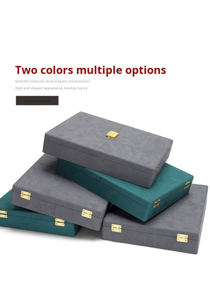 Double open jewelry storage box, metal buckle ring, necklace, stud earrings, pendants, jewelry storage, packaging, gift box