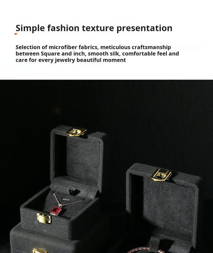 Jewelry Box, Microfiber Metal Buckle, Ring, Pendant Box, Jewelry Storage, Box, Necklace, Gift Box