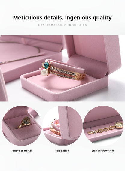 [Clearance] Flannel ring box pink necklace bracelet box earrings stud small delicate wrapping gift box