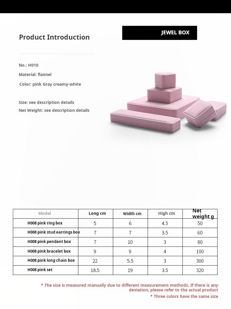 [Clearance] Flannel ring box pink necklace bracelet box earrings stud small delicate wrapping gift box