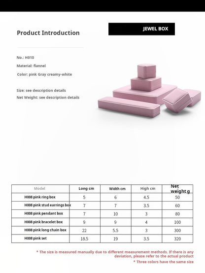 [Clearance] Flannel ring box pink necklace bracelet box earrings stud small delicate wrapping gift box