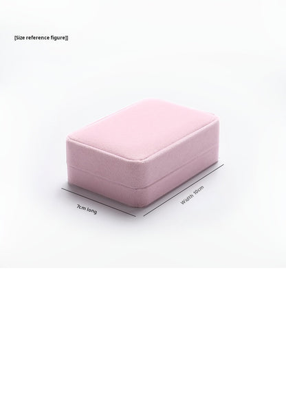 [Clearance] Flannel ring box pink necklace bracelet box earrings stud small delicate wrapping gift box