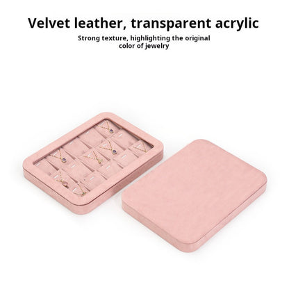 Velvet jewelry tray with lid dustproof jewelry storage box bracelet necklace bracelet ring stud jewelry display tray
