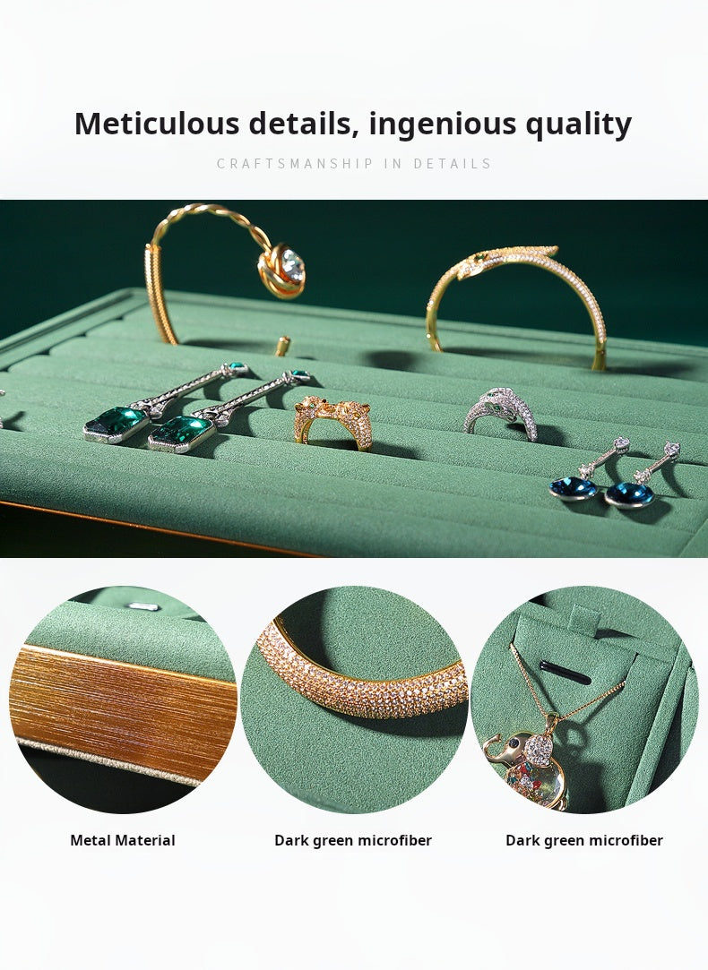 Light luxury jewelry tray jewelry display tray metal surround ring necklace bracelet storage tray store with viewing tray