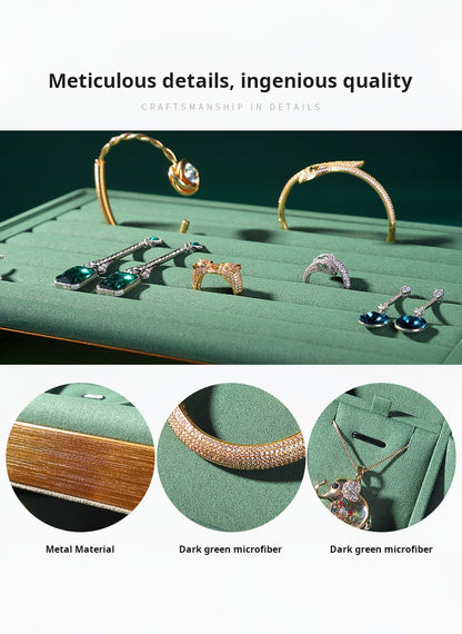 Light luxury jewelry tray jewelry display tray metal surround ring necklace bracelet storage tray store with viewing tray