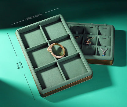 Light luxury jewelry tray jewelry display tray metal surround ring necklace bracelet storage tray store with viewing tray