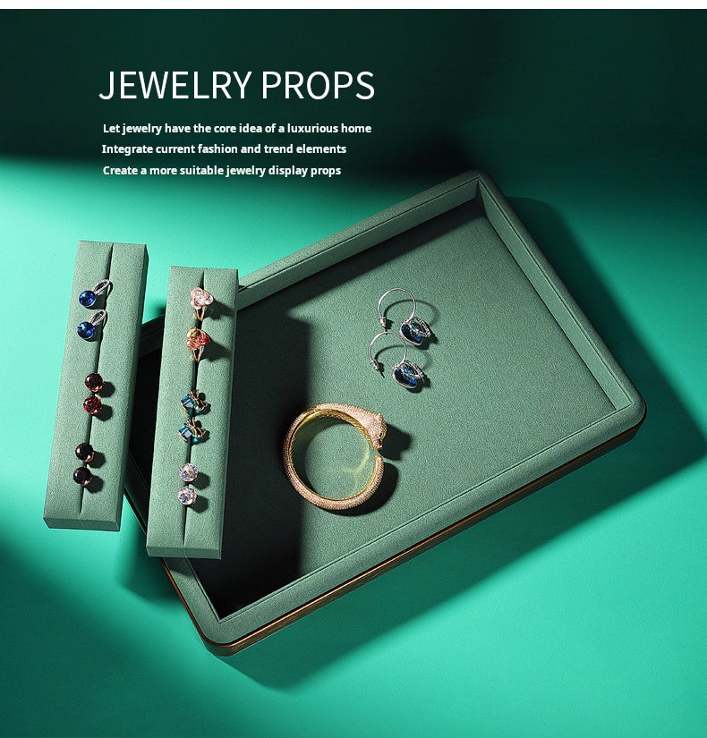 Light luxury jewelry tray jewelry display tray metal surround ring necklace bracelet storage tray store with viewing tray