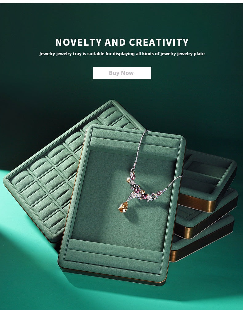 Light luxury jewelry tray jewelry display tray metal surround ring necklace bracelet storage tray store with viewing tray