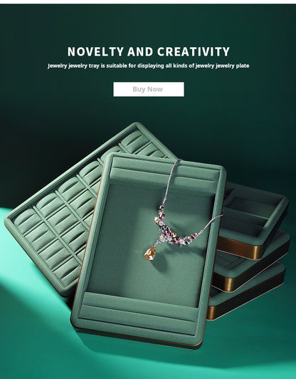 Light luxury jewelry tray jewelry display tray metal surround ring necklace bracelet storage tray store with viewing tray