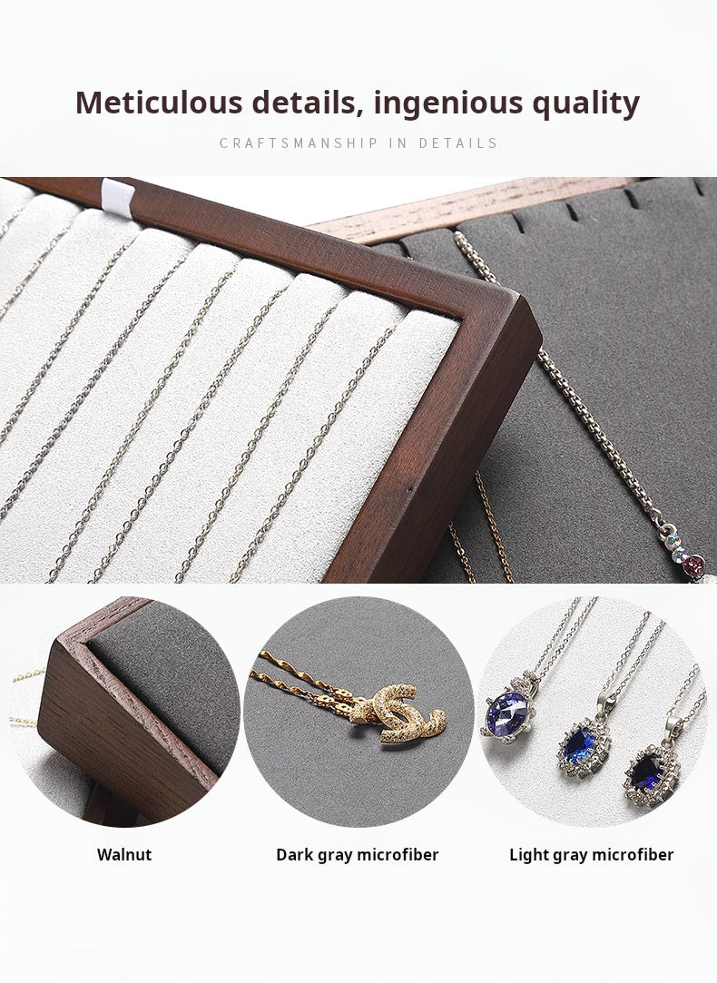 Folding Necklace Display Stand Solid Wood Microfiber Vertical Pendant Storage Rack Store Jewelry Display Props