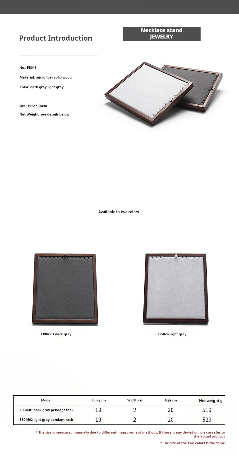 Folding Necklace Display Stand Solid Wood Microfiber Vertical Pendant Storage Rack Store Jewelry Display Props