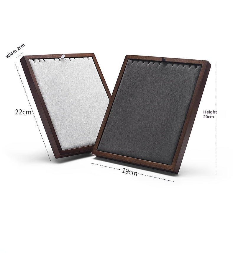 Folding Necklace Display Stand Solid Wood Microfiber Vertical Pendant Storage Rack Store Jewelry Display Props