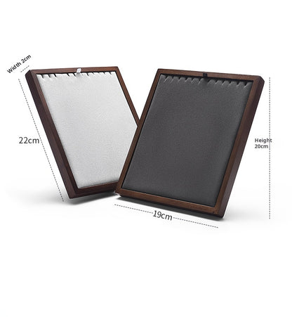 Folding Necklace Display Stand Solid Wood Microfiber Vertical Pendant Storage Rack Store Jewelry Display Props