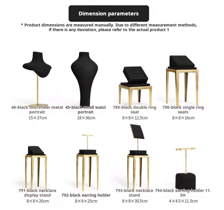Black jewelry counter display props, necklaces, rings, earrings, studs, bracelets, jewelry display racks