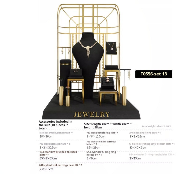 Black jewelry counter display props, necklaces, rings, earrings, studs, bracelets, jewelry display racks