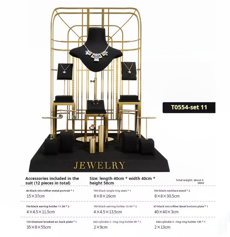 Black jewelry counter display props, necklaces, rings, earrings, studs, bracelets, jewelry display racks