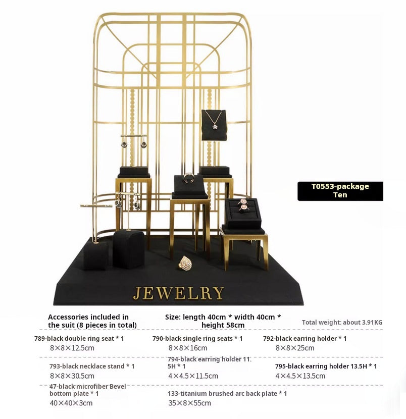 Black jewelry counter display props, necklaces, rings, earrings, studs, bracelets, jewelry display racks