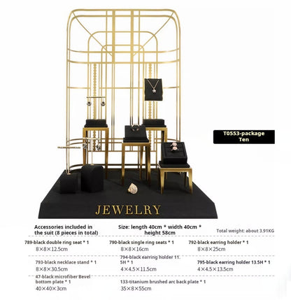 Black jewelry counter display props, necklaces, rings, earrings, studs, bracelets, jewelry display racks