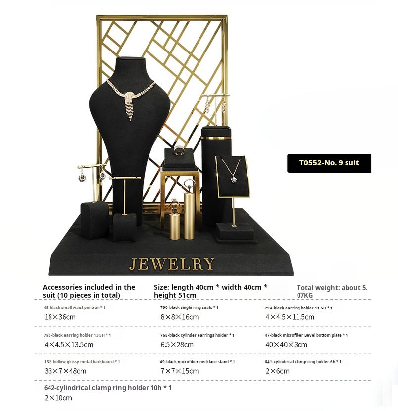 Black jewelry counter display props, necklaces, rings, earrings, studs, bracelets, jewelry display racks