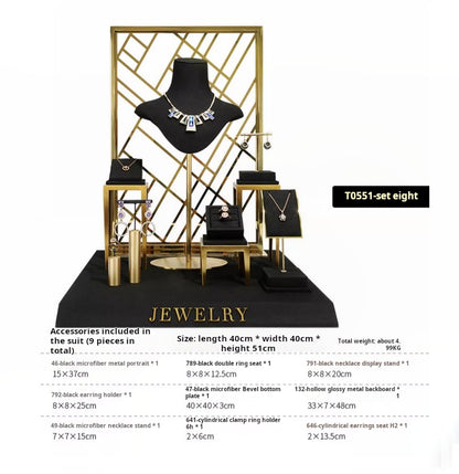 Black jewelry counter display props, necklaces, rings, earrings, studs, bracelets, jewelry display racks