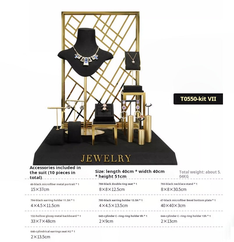 Black jewelry counter display props, necklaces, rings, earrings, studs, bracelets, jewelry display racks