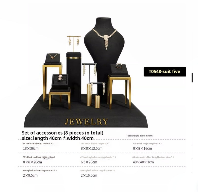 Black jewelry counter display props, necklaces, rings, earrings, studs, bracelets, jewelry display racks