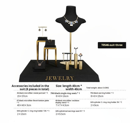 Black jewelry counter display props, necklaces, rings, earrings, studs, bracelets, jewelry display racks