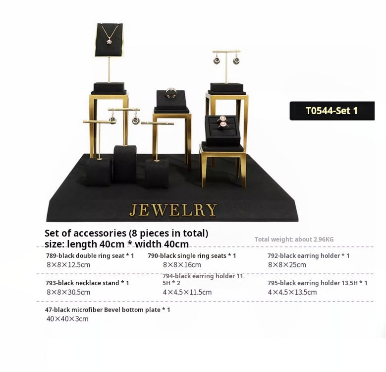 Black jewelry counter display props, necklaces, rings, earrings, studs, bracelets, jewelry display racks
