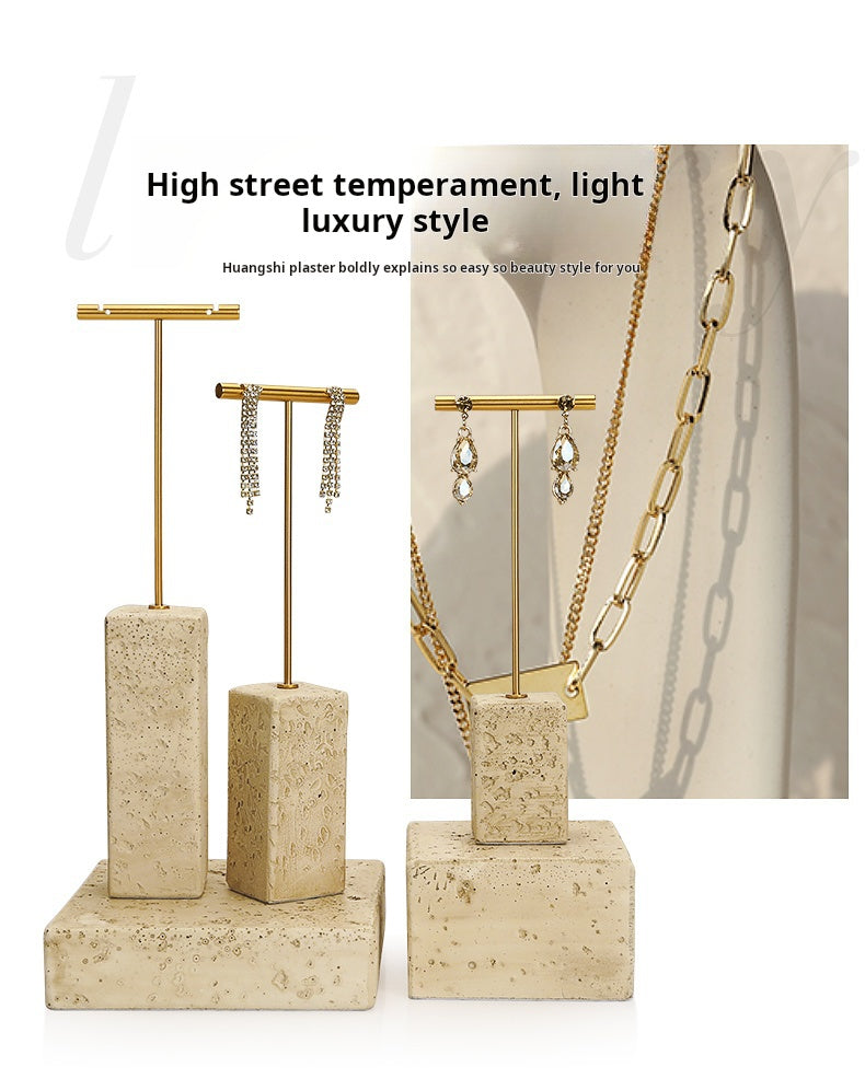 Yellow plaster earrings display, creative jewelry display, jewelry display shooting props