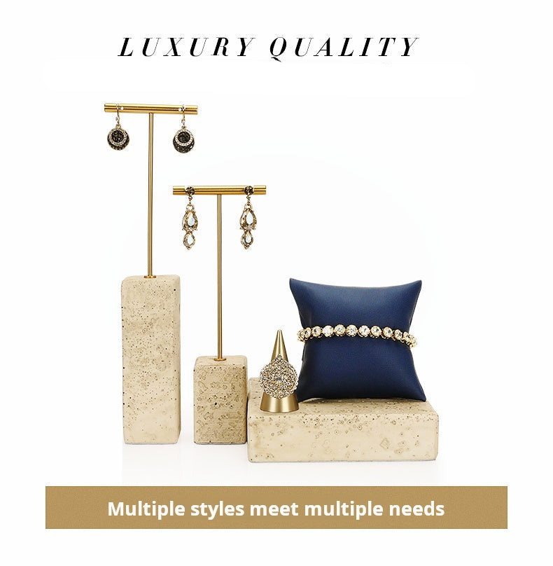 Yellow plaster earrings display, creative jewelry display, jewelry display shooting props