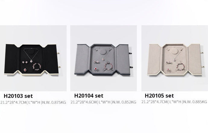 Jewelry Box Folio Snap Ring Necklace Earrings Bracelet Set Box Jewelry Gift Box