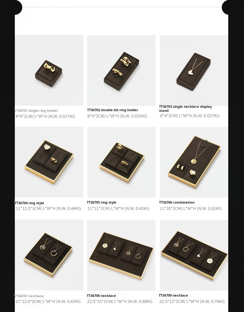Light luxury jewelry display props, high-end metal microfiber necklace, ring counter, jewelry display rack