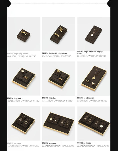 Light luxury jewelry display props, high-end metal microfiber necklace, ring counter, jewelry display rack