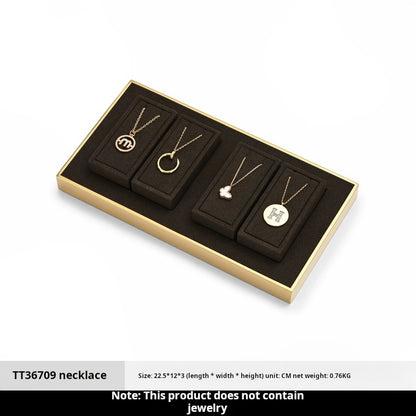 Light luxury jewelry display props, high-end metal microfiber necklace, ring counter, jewelry display rack