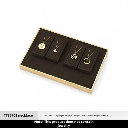 Light luxury jewelry display props, high-end metal microfiber necklace, ring counter, jewelry display rack