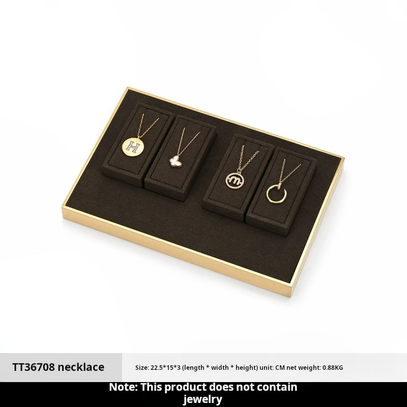 Light luxury jewelry display props, high-end metal microfiber necklace, ring counter, jewelry display rack