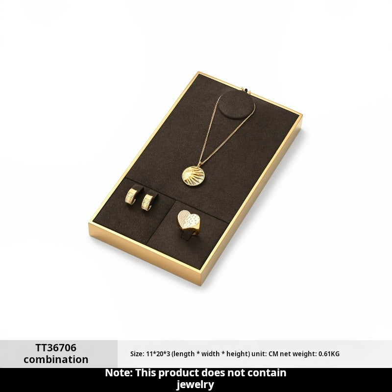 Light luxury jewelry display props, high-end metal microfiber necklace, ring counter, jewelry display rack