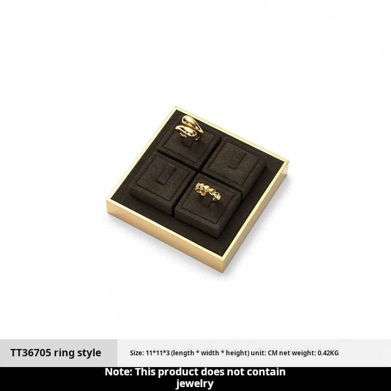 Light luxury jewelry display props, high-end metal microfiber necklace, ring counter, jewelry display rack