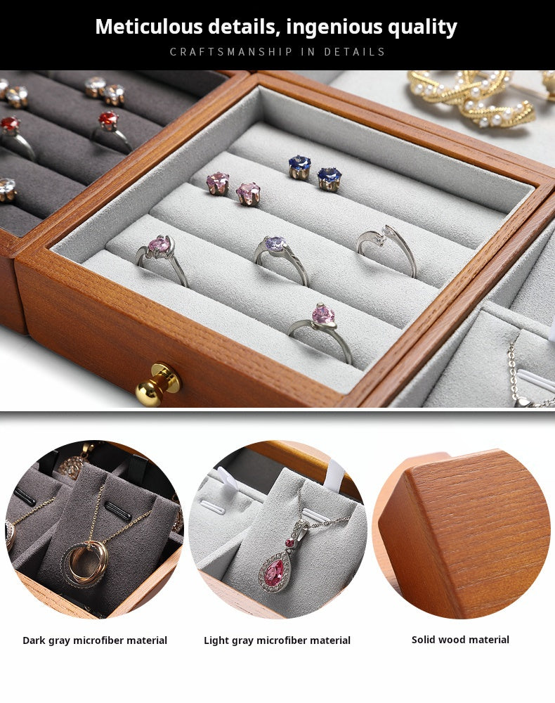 Jewelry box, national style solid wood box, ring, earring, bracelet, trinket storage box, exquisite cultural gift box, wooden