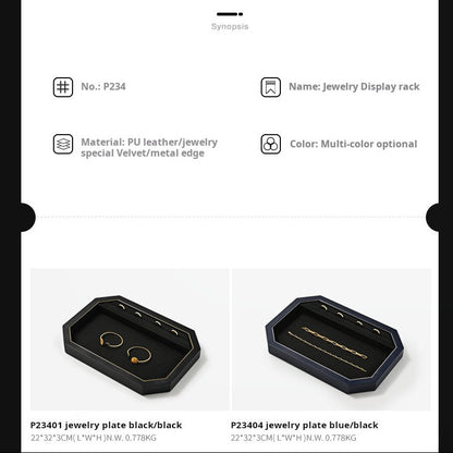 Jewelry Plate PU Leather Jewelry Display Plate Fleece Necklace Ring Pendant Display Jewelry Viewing Pallet