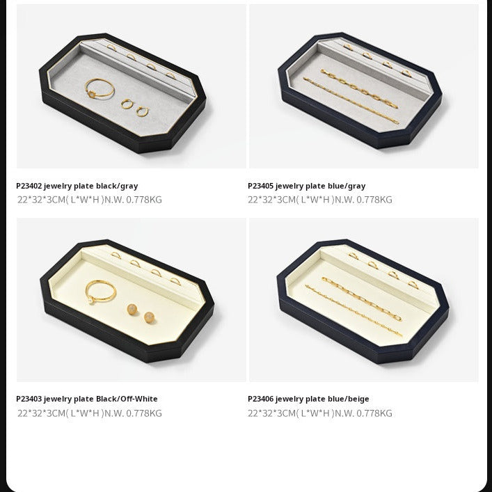 Jewelry Plate PU Leather Jewelry Display Plate Fleece Necklace Ring Pendant Display Jewelry Viewing Pallet