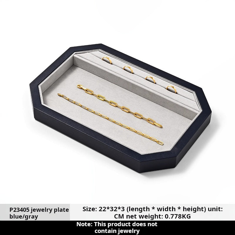 Jewelry Plate PU Leather Jewelry Display Plate Fleece Necklace Ring Pendant Display Jewelry Viewing Pallet