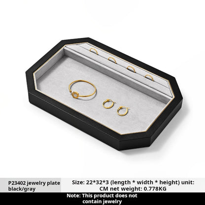 Jewelry Plate PU Leather Jewelry Display Plate Fleece Necklace Ring Pendant Display Jewelry Viewing Pallet