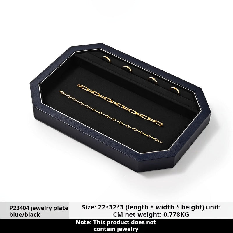 Jewelry Plate PU Leather Jewelry Display Plate Fleece Necklace Ring Pendant Display Jewelry Viewing Pallet