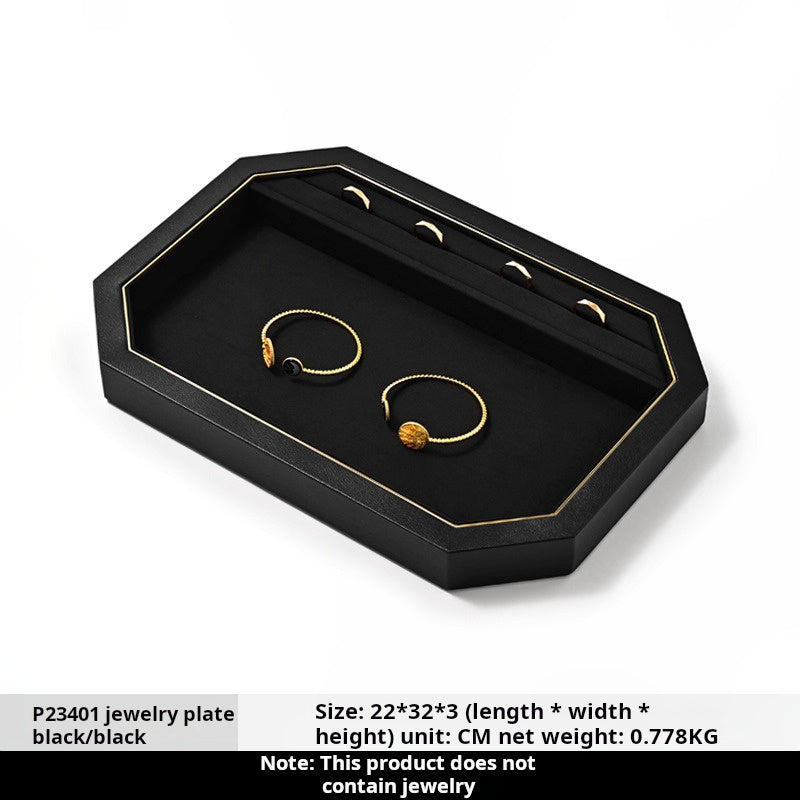 Jewelry Plate PU Leather Jewelry Display Plate Fleece Necklace Ring Pendant Display Jewelry Viewing Pallet